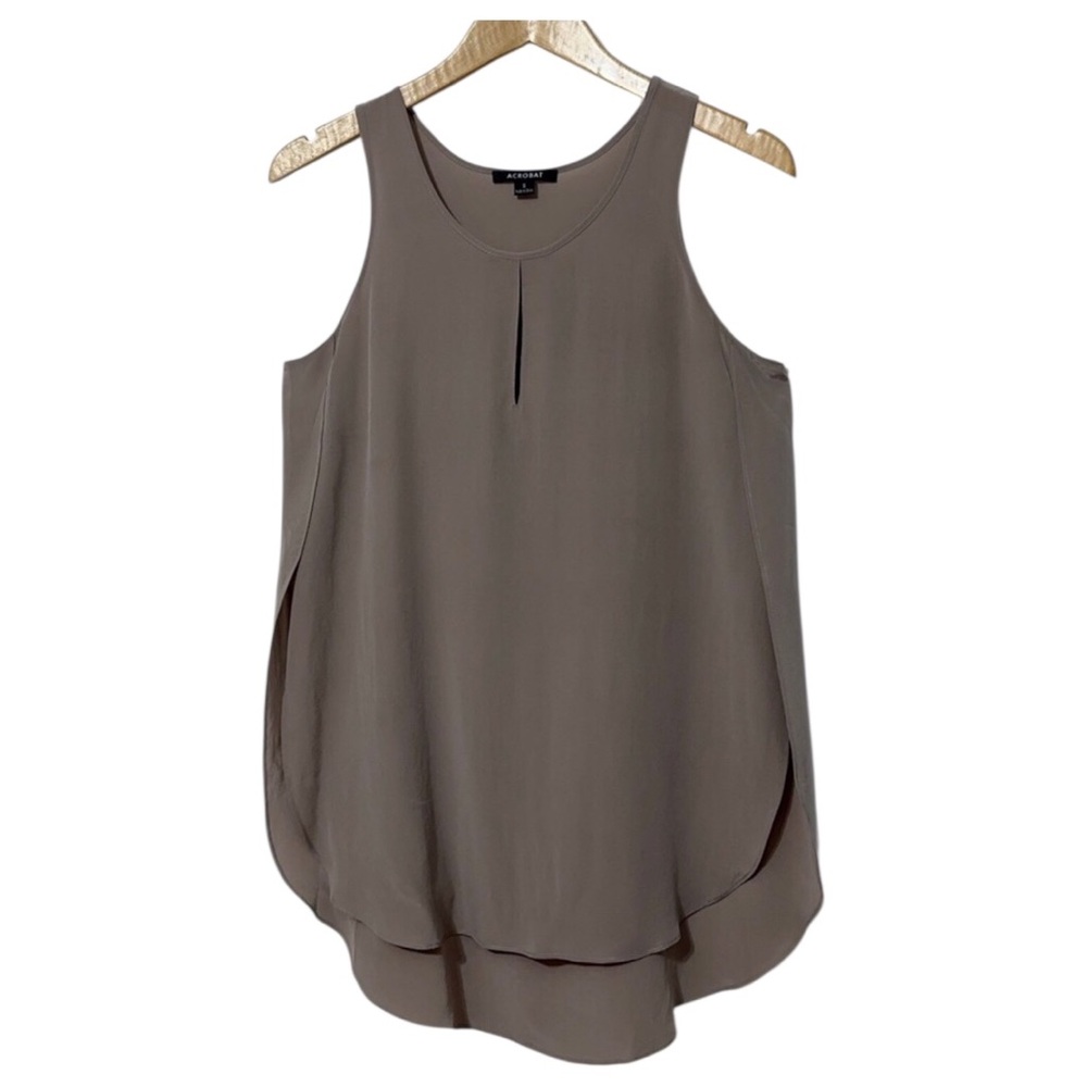 Acrobat 100% Silk Tunic Length Tank Top Womens Size Small